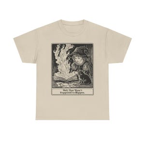 Zabawna koszulka czarownicy, Vintage Witchcraft Dark Academia Estetyka, Gothic Spellbook Miłośnik Prezentów Witchy Cat T-Shirt Upiorny Halloween Witchcore Tee zdjęcie 5