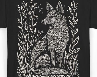 Woodland Fox Shirt Forestcore Animal Tee Goth Cottagecore Nature Shirt, Gothic Fox Gift for Her, Rustic Nature Animal Fox Lover Gift Tee