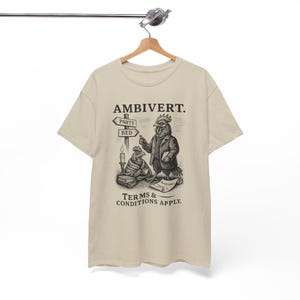 Ambivert Rooster Shirt Funny Introvert Tee Vintage Animal Graphic Shirt Victorian Style Attitude Personality T-Shirt Quirky Social Humor Art image 4