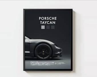 Porsche Taycan Poster Print, Super Car Posters, Car Photography, Porsche Taycan Car Posters for Father and Son Gift, Unframed 11x14" & 8x10"