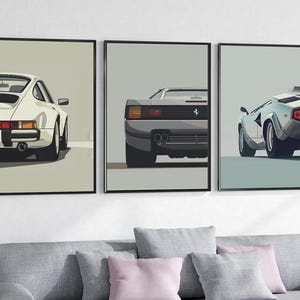 Sports Car Posters, Classic Sports Car Prints, Porsche, Ferrari, Lamborghini - Car Wall Decor for Bedroom, Office - Digital Download Files