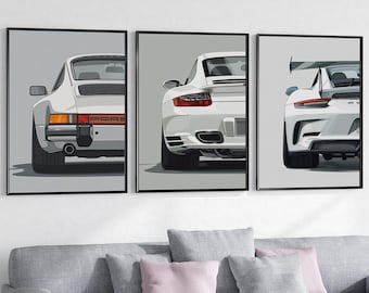 Sports Car Posters, Porsche Sports Car Prints, Porsche GT3 Prints - Car Wall Decor for Bedroom, Office, or Gift - Digital Download Files