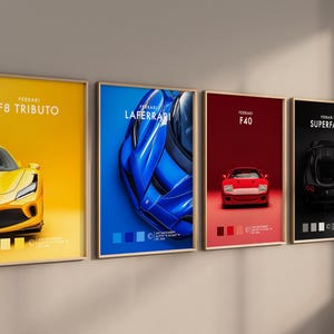 Super Car Posters, Ferrari Posters, Ferrari F40, Ferrari F8 Tributo, Ferrari LaFerrari, Ferrari Superfast - Digital Download Files