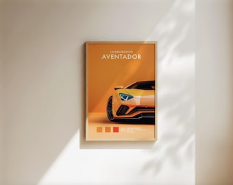 Lamborghini Aventador Poster, Sports Car Poster, Lamborghini Aventador Car Poster, Car Poster Gifts for Father and Son - Digital File