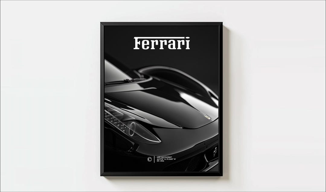 Black Ferrari Poster, Ferrari Super Car Posters, Car Photography ...