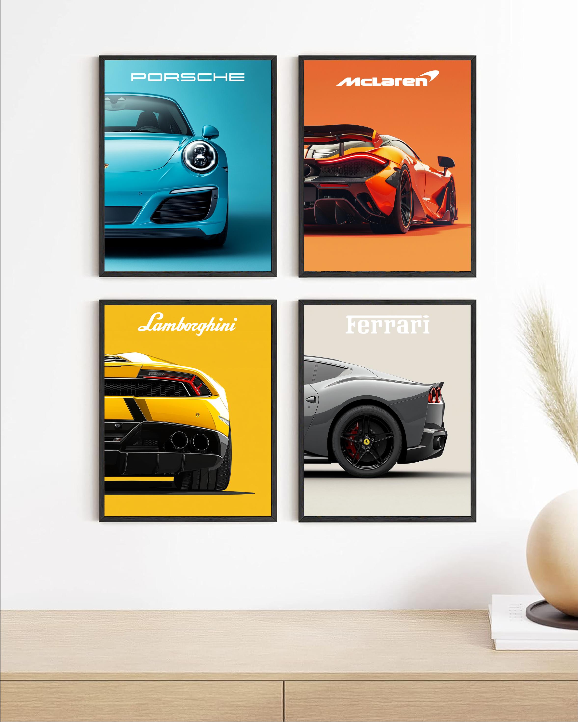 Super Car Posters, Sports Car Prints, Ferrari, Lamborghini, Porsche, McLaren, Race Car Posters, Father and Son Gift - Digital Download Files
