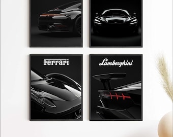 Super Car Posters, Sports Car Prints, Ferrari, Lamborghini, Porsche, McLaren, Race Car Posters, Father and Son Gift - Digital Download Files