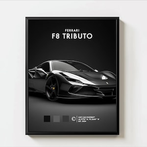 Ferrari F8 Car Poster,Ferrari F8 Super Car Posters, Ferrari F8 Photography, Sports Car Posters for Father and Son Gift, Unframed 11x14&quot;