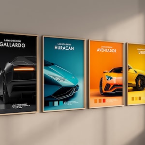 Poster di supercar, poster di Lamborghini, stampe di Lamborghini, Gallardo, Huracan, Aventador, Urus, regali di stampe di auto - File di download digitale