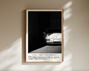 Vintage Porsche Print, German Car Wall Art, Magazine Car Poster, Old Classic Car Poster, Modern Fathers Day Car Art - Digital Download File