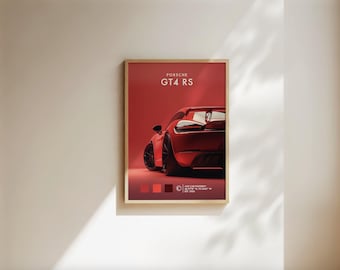 Porsche GT4 Poster, Sports Car Poster, Porsche Wall Art,  Porsche GT4 Car Poster, Car Poster Gifts for Father and Son - Digital File