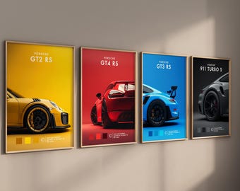 Super Car Posters, Porsche Posters, Porsche GT2, Porsche GT3, Porsche GT4, Porsche 911, Porsche Prints for Men - Digital Download Files