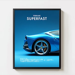Ferrari Superfast Poster, Ferrari Superfast Car Posters, Car Photography, Ferrari Superfast Posters for Father and Son Gift, Unframed 11x14&quot;