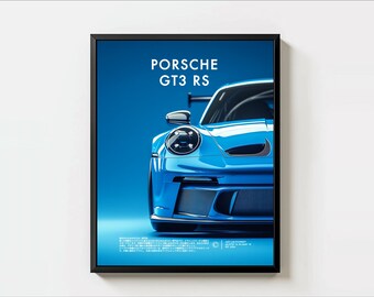 Porsche GT3 RS Poster, Porsche GT3 RS Super Car Posters, Car Photography, Porsche GT3 RS Posters for Father and Son Gift, Unframed 11x14"