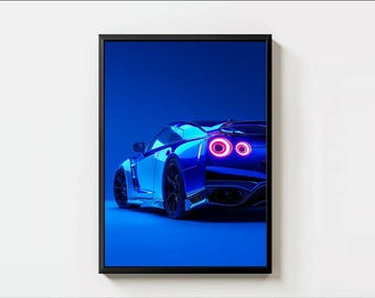 Plakat z samochodem sportowym, wydruk JDM, japońska sztuka ścienna, plakat z samochodem z magazynu, plakat z samochodem, nowoczesna dekoracja samochodowa na Dzień Ojca – plik cyfrowy