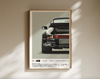 Porsche 911 Poster, Vintage Porsche Print, German Car Wall Art, Magazine Car Poster, Old Classic Car Poster - Digital Download File