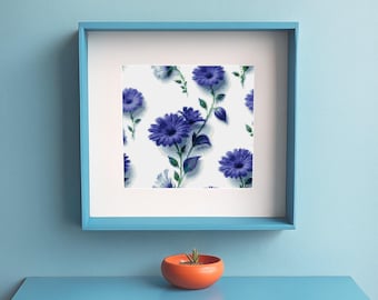 Blue Flowers Cross Stitch Pattern PDF - Floral Embroidery Design - Instant Download - DIY Needlework Chart for Handmade Projects