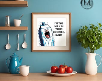 Funny Screaming Milk Carton Cross Stitch Pattern – PDF Embroidery Chart for Kitchen Wall Art or Quirky Home Decor
