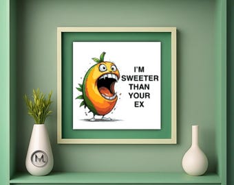 Cross Stitch Pattern - Emotional Mango. Easy to stitch - Silly cross stitch, funny cute pattern. PDF download with a fun and quirky quote