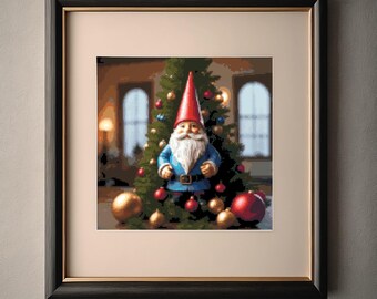 Gnome Cross Stitch Pattern - Cute Holiday Gnome Design for Christmas Decor - PDF Download Included