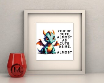 Cute Dragon Cross Stitch Pattern – Easy Embroidery for Beginners, Funny Quote, PDF Instant Download, Fun Modern Stitch Design for Decor