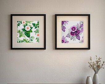 Duo of 2 Modern Embroidery Designs - Floral Cross Stitch Pattern Bundle – Instant PDF Download