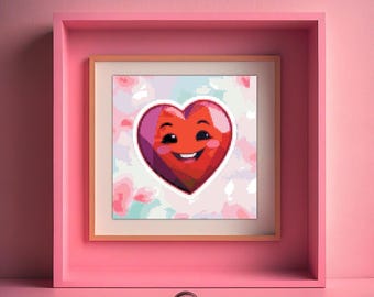 Smiling Heart Cross-Stitch Pattern - Cute and Easy PDF Design for Valentine’s Day. Perfect for beginners and fun to stitch!
