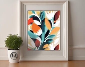 Modern Abstract Floral Cross Stitch Pattern, Simple Contemporary Flower Design, Easy DIY Embroidery Chart, Digital PDF Download
