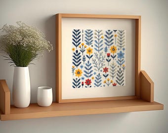 Modern Floral Abstract Pattern PDF, Minimalist Embroidery Design, Cross Stitch Chart for Flowers, Contemporary Design, Instant Download