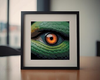 Cross Stitch Pattern - Snake Eye (Human Eye with Serpent Design) PDF Download - Unique, Intricate, and Mysterious Embroidery Project