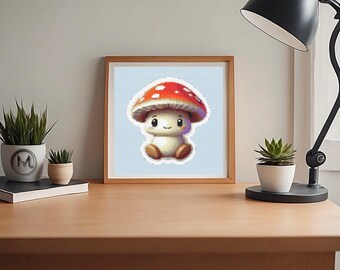 Cross Stitch Pattern Cute Mushroom PDF | Easy to Stitch Design | Beginner-Friendly Embroidery Chart | Digital Download