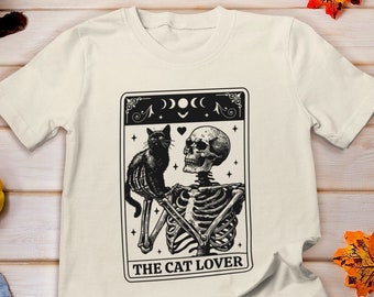 The Cat Lover Tarot Card Shirt, Cat Mom Tshirt, Tarot Card Shirt, Cat Lover Skeleton Shirt, The Cat Tarot Shirt, Gift for Cat Owner Shirt,