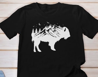 Buffalo Shirt, Bison T-shirt, Country Shirt, Buffalo Lover Shirt, Wildlife T-shirt, Wyoming Shirt, wild bison Shirt, Buffalo Silhouette Tee