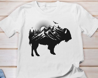 Buffalo Shirt, Bison T-shirt, Country Shirt, Buffalo Lover Shirt, Wildlife T-shirt, Wyoming Shirt, wild bison Shirt, Buffalo Silhouette Tee