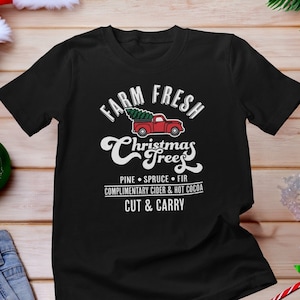 Farm fresh Christmas trees Shirt, Pine Spruce Fir, Red Christmas Truck Shirt, Farm fresh truck Shirt, Christmas Truck Family Shirts, Xmas