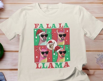 Fa La La Llama Christmas Shirt, Llama lover Shirt, Cute Llama Shirt, Christmas Pajamas Shirt, Santa Llama T-Shirt, Christmas Shirt, Xmas Pjs