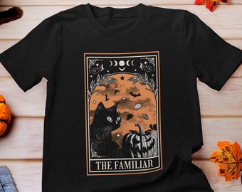 The Familiar Tarot Card shirt, Black Cat Tarot Card Shirt, Witch Familiar Tee, Vintage Halloween Black Cat, Cat Lover Shirt, Dark Academia