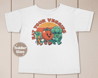 Coma sus verduras camisa para niños pequeños, coma sus verduras camisa retro vintage, linda camiseta para niños pequeños vegetales, camisa de verduras del mercado de agricultores, camiseta retro