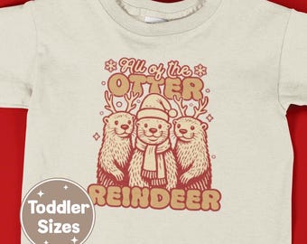 Camiseta de reno de nutria, camiseta navideña de nutria, pijama navideño, pijama navideño de nutria, camiseta navideña de animales, camiseta linda de nutria