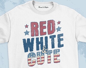 Red White and Cute Shirt, Funny USA 4th of July shirt,