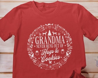 Grandmas Never run out of hugs and cookies shirt, Grandma Xmas Shirt, Christmas Gift for Grandma, Grandma Doodle Shirt, Nana Christmas shirt