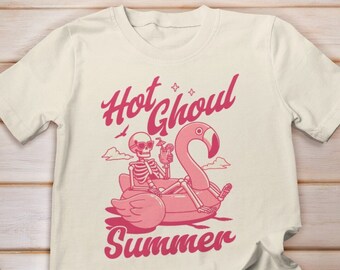 Hot Ghoul Summer Shirt, Goth Summer Shirt, Spooky Summer Shirt, Halloween Beach Tees. Gothcore Beach Shirt, Spooky Summer Shirt, Skeleton