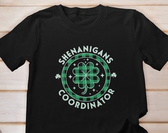 Shenanigans Coordinator Shirt, Patrick's Day Teacher Shirt, Funny St Patrick's Day, Retro St. Patrick, Prone to Shenanigans and Malarkey Tee