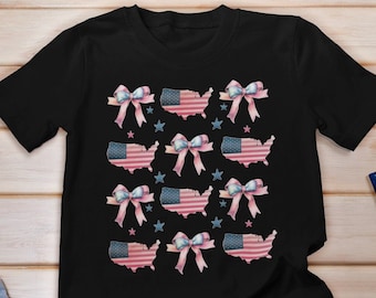 Coquette 4th of July Shirt, American Flag Shirt, USA Shirt, Retro 4th of July Shirt, Coquette Summer Shirt, Coquette 4th of July Bows Shirt