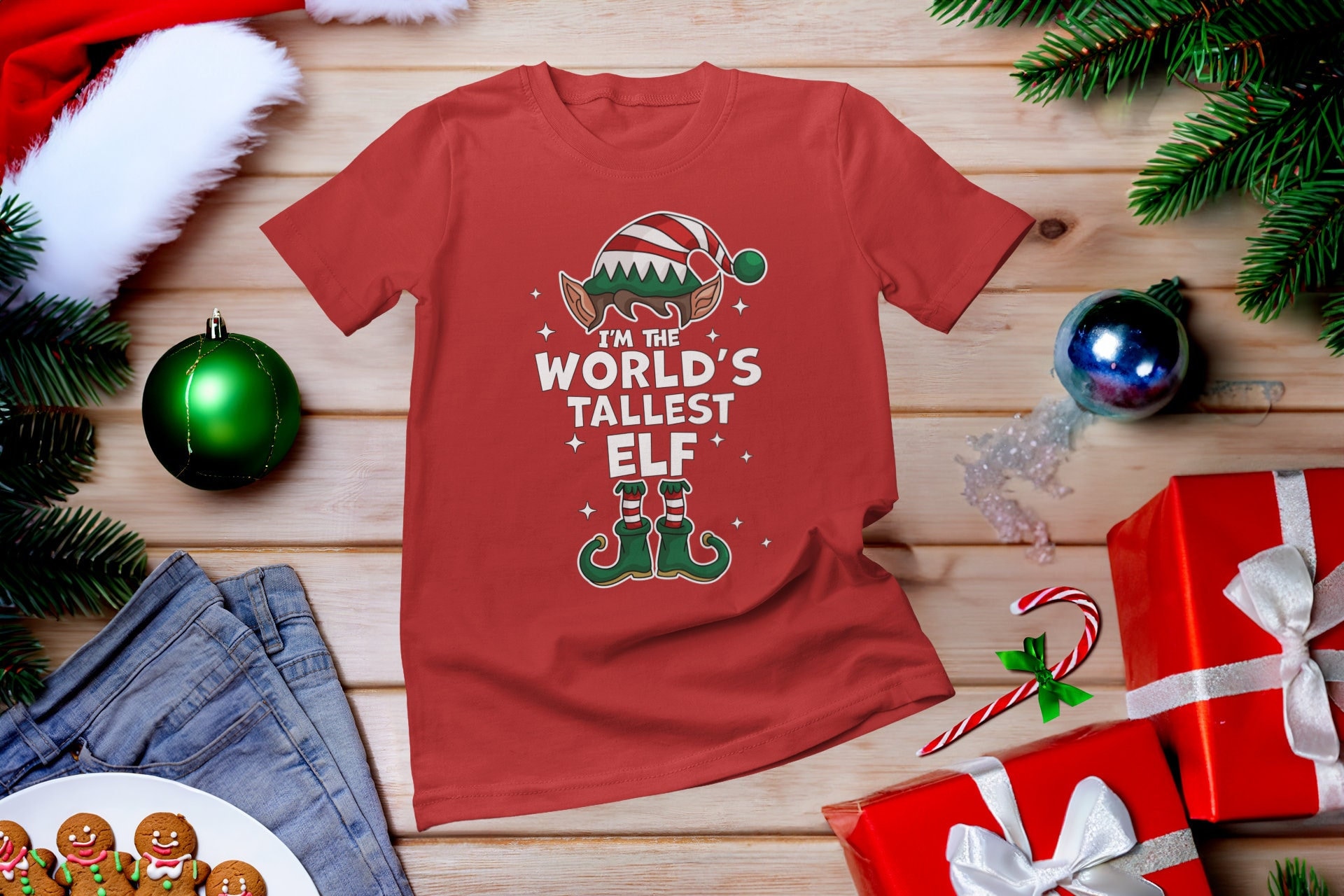 Christmas Elf Tshirt I'm The Tallest Elf Matching Xmas Gift T-Shirt Christmas Elf Tshirt I'm The Tallest Elf Matching Xmas Gift T-Shirt
