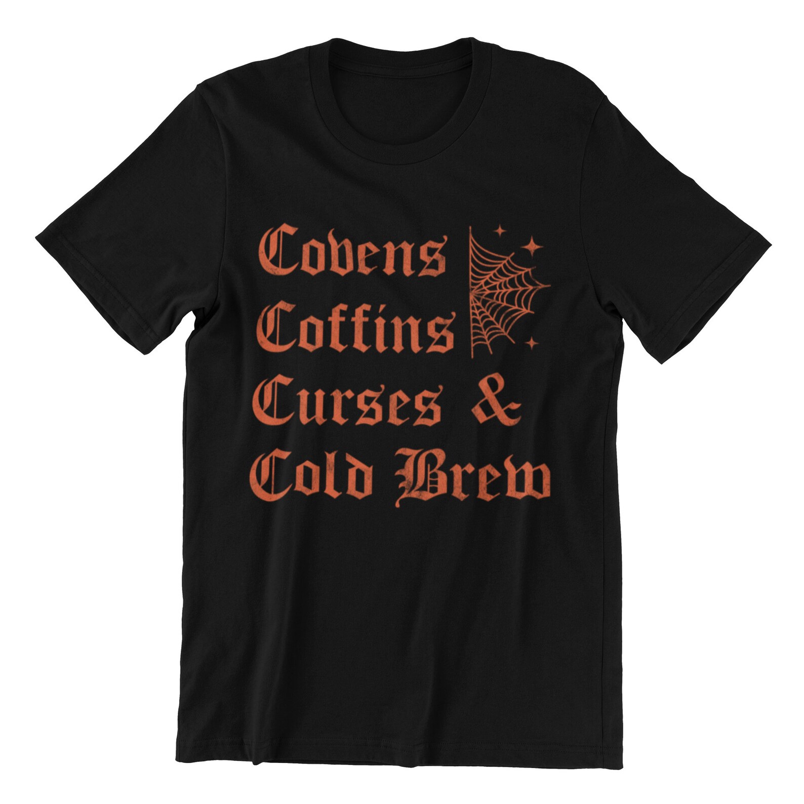 Covens Coffins Curses and Cold Brew Shirt, Retro Halloween Shirt,