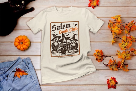 Salem Book Club Shirt, Bookish Halloween Shirt, Salem Witch Trials Shirt, 1692 Shirt, Halloween Book Club Shirt, Black Cat and Books Shirt