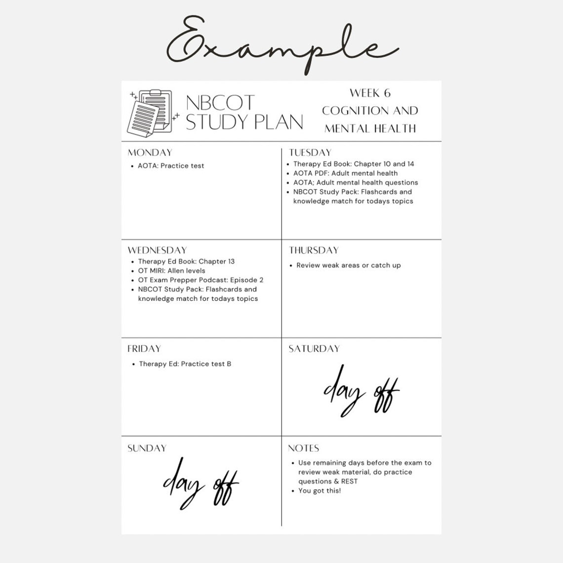 6 Week Nbcot Study Plan