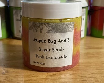 Exfoliante de azúcar orgánico de limonada rosa/exfoliante corporal/gel de baño/jabón