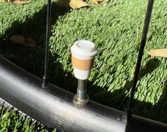 Coffee Cup Presta Bike Valve Caps, Pair of Coffee Cup Bike Valve Caps, Great Gift for Bikers